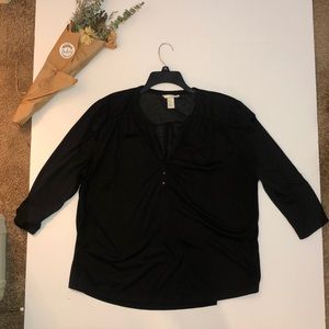H&M Black split neck knit blouse